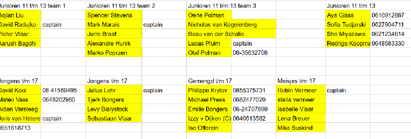 Indeling  teams Voorjaarscompetitie 2025